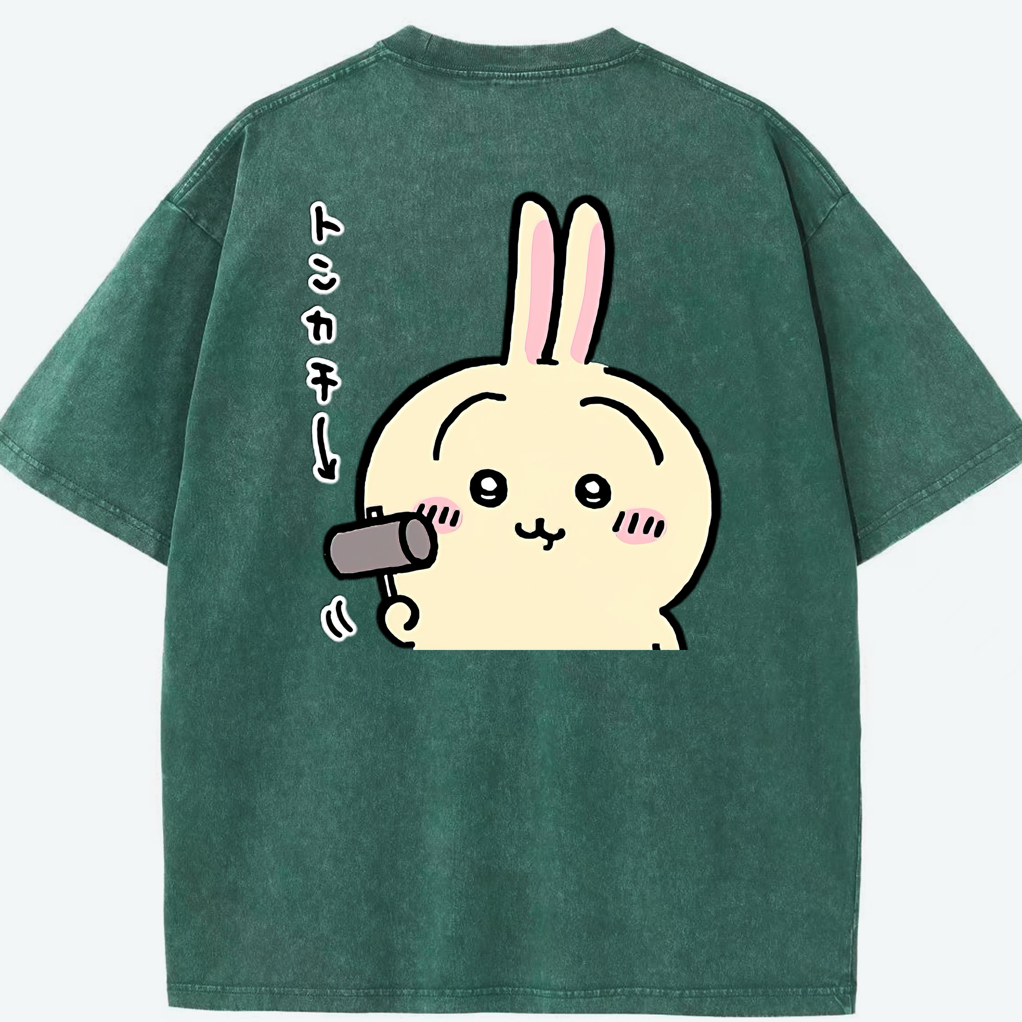 （画像用） ちいかわ うさぎ Chii-kawa usagi 綿100% ヴィンテージ風 半袖Tシャツ（背面プリント）
